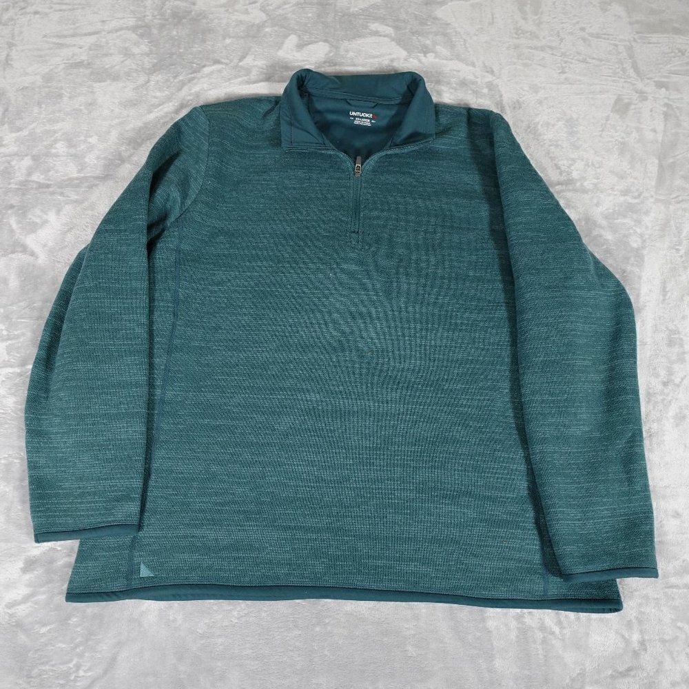 UNTUCKiT Kezoh 1/4 Zip Pullover Sweater Mens 2XL Mock Neck Teal Green 40178